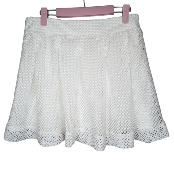 Banana Republic White Mesh Lace Pleated Fit & Flare Skirt Women 6P Tennis Prep - Picture 1 of 8